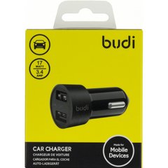 Зарядний пристрій авто Budi №CC622BS 17W 3.4A 2USB black/Breidon/