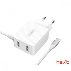 Зарядний пристрій Havit №HV-H144 2USB Type-c white