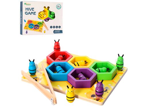 Іграшка дерев'яна Гра ігрове поле-соти, бджоли, пінцет MD2778