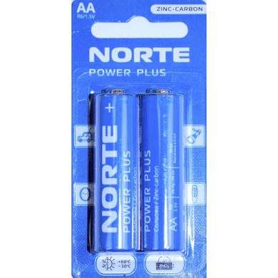 Батарейки Norte Power Plus R6-AA-C2 zinc-cardon/блістер 2шт(20)(600)