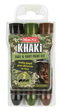Набір фарб для обличчя та тіла у формі олівця, 3 кольори Хакі MX60174