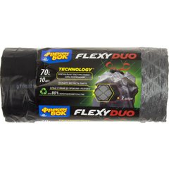 Пакети для сміття з затяжкою ФБ "Flexy LD" 70л 10шт графіт,чорні №9468