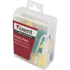 Кнопки-гвоздик "Axent" (30 шт) "Прапорці" у пластиковому контейнері (10) №4215