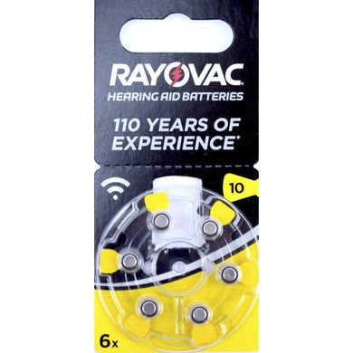 Батарейка Rayovac Zinc Air 10/6bl(6)(60)