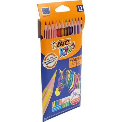 Олівці кольор. 12 кольор. "Bic" №950522/9102 Кідс Еволюшн Страйпс(12)